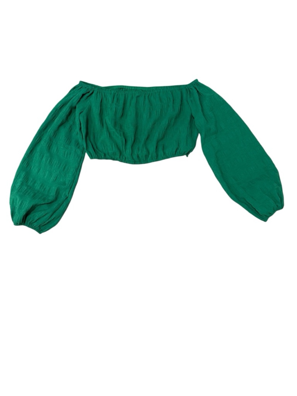 SHEIN Emerald Off-Shoulder Crop Top with Balloon Sleeves